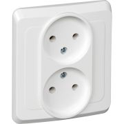 Розетка 2-м СП Этюд 16А IP20 250В без заземл. без защ. шторок бел. SE PC16-005B