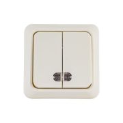 Выключатель 2-кл. ОП Олимп 10А IP20 с подсветкой сл. кость UNIVersal Б-О0123