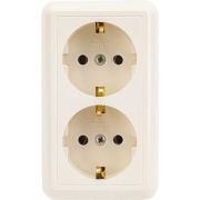 Розетка 2-м ОП Оптима РА16-374 16А IP20 с заземл. с монтаж. пластиной сл. кость Кунцево 8038