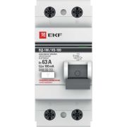 Выключатель дифференциального тока (УЗО) 2п 63А 100мА тип AC ВД-100 (электромех.) PROxima EKF elcb-2-63-100S-em-pro