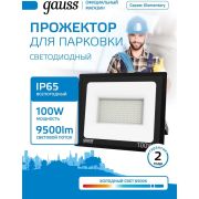 Прожектор светодиодный Elementary 100Вт 6500К IP65 9500лм 170-264В ДО черн. GAUSS 613100100