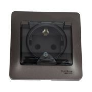 Розетка 1-м СП Glossa 16А IP44 250В с заземл. защ. шторки с крышкой в сборе графит SE GSL001348