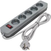 Удлинитель с сетевым фильтром 5х1.8м с заземл. 10А IP20 2.2кВт ПВС 3х0.75 с выкл. с индикатором сети сер. КОСМОС FKsm1.8m-5g(G)