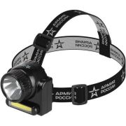 Фонарь аккумуляторный налобный Армия России Гранит GA-501 COB 3Вт + LED 3Вт ближний и дальний свет (картон. упак.) Эра Б0030185