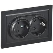 Розетка 2-м СП BRITE РСш12-3-БрЧ 16А в сборе с заземл. защ. шторки черн. IEK BR-R24-16-K02-F