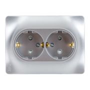 Розетка 2-м СП Glossa 16А IP20 с заземл. защ. шторки в сборе алюм. SE GSL000326