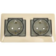 Розетка 2-м СП 2мод. Glossa 16А IP44 с заземл. защ. шторки в сборе беж. SE GSL000247