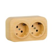 Розетка 2-м ОП Quteo 16А IP20 250В 2х2P+E с заземл. защ. шторки дерево IEK 782287