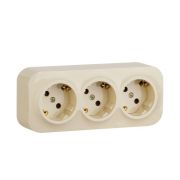 Розетка 3-м ОП Quteo 16А IP20 250В 3х2P+E с заземл. защ. шторки сл. кость IEK 782268