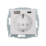 Розетка AtlasDesign 16А с 2-мя заряд. устройствами USB тип A+C 5В/2.4А 2х5В/1.2А механизм бел. SE ATN000132