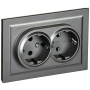 Розетка 2-м СП BRITE РС12-3-БрС 16А в сборе с заземл. без защ. шторок сталь IEK BR-R21-16-K46-F